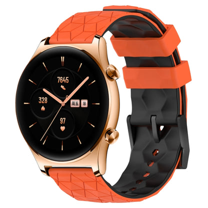 For Honor Watch GS 3 22mm Football Pattern Two-Color Silicone Watch Band(Orange+Black) by bashfashion