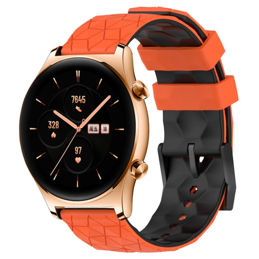 For Honor Watch GS 3 22mm Football Pattern Two-Color Silicone Watch Band(Orange+Black) by bashfashion