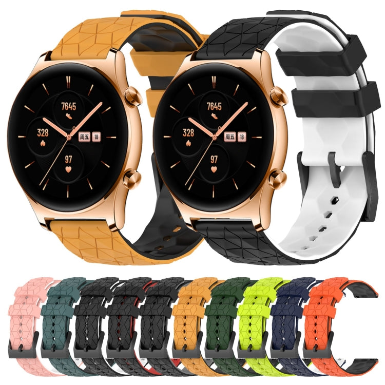 For Honor Watch GS 3 22mm Football Pattern Two-Color Silicone Watch Band(Orange+Black) by bashfashion