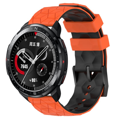 For Honor Watch GS Pro 22mm Football Pattern Two-Color Silicone Watch Band(Orange+Black) by bashfashion