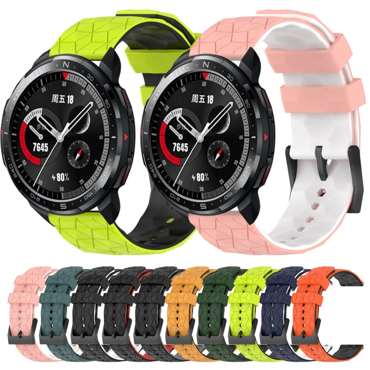 For Honor Watch GS Pro 22mm Football Pattern Two-Color Silicone Watch Band(Orange+Black) by bashfashion