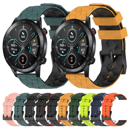 For Honor Magic Watch 2 46mm 22mm Football Pattern Two-Color Silicone Watch Band(Orange+Black) by bashfashion