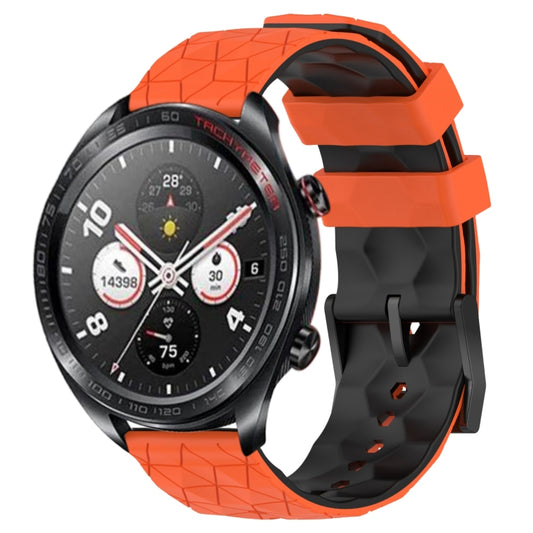 For Honor Watch Dream 22mm Football Pattern Two-Color Silicone Watch Band(Orange+Black) by bashfashion