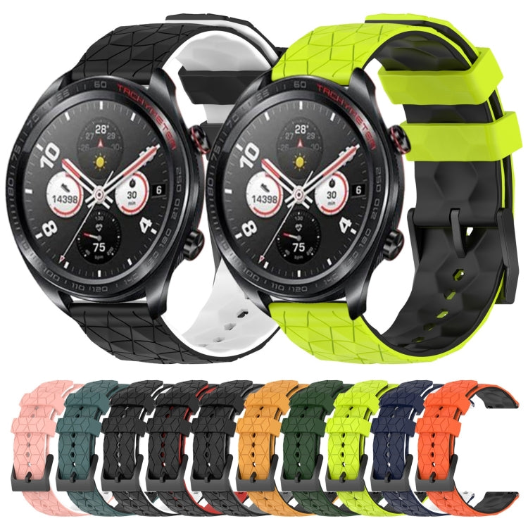 For Honor Watch Dream 22mm Football Pattern Two-Color Silicone Watch Band(Orange+Black) by bashfashion