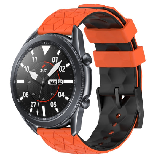 For Samsung Galaxy Watch3 45mm 22mm Football Pattern Two-Color Silicone Watch Band(Orange+Black) by bashfashion