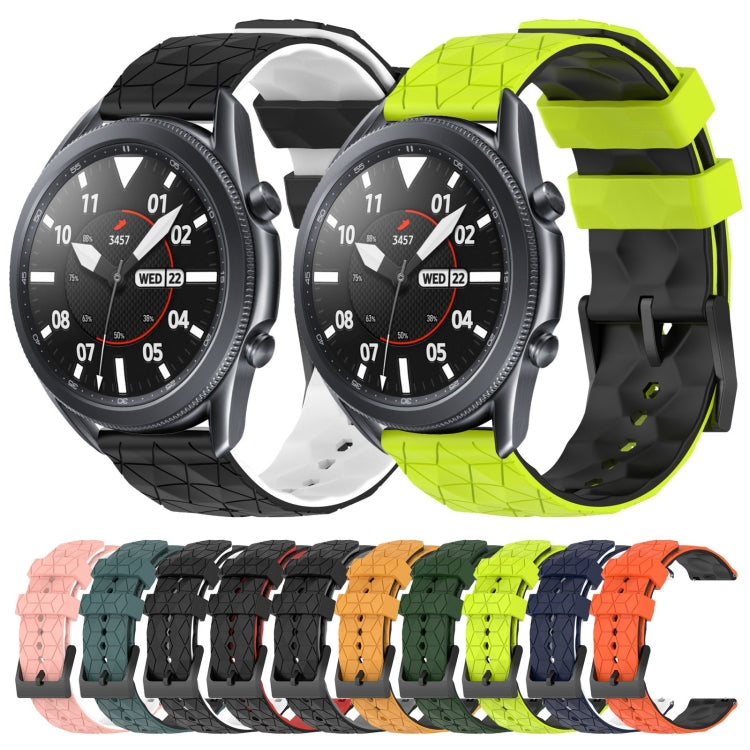 For Samsung Galaxy Watch3 45mm 22mm Football Pattern Two-Color Silicone Watch Band(Orange+Black) by bashfashion
