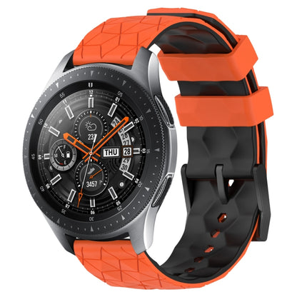 For Samsung Galaxy Watch 46mm 22mm Football Pattern Two-Color Silicone Watch Band(Orange+Black) by bashfashion