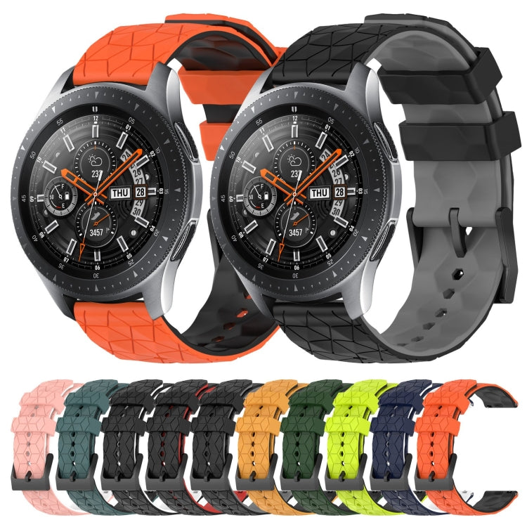 For Samsung Galaxy Watch 46mm 22mm Football Pattern Two-Color Silicone Watch Band(Orange+Black) by bashfashion