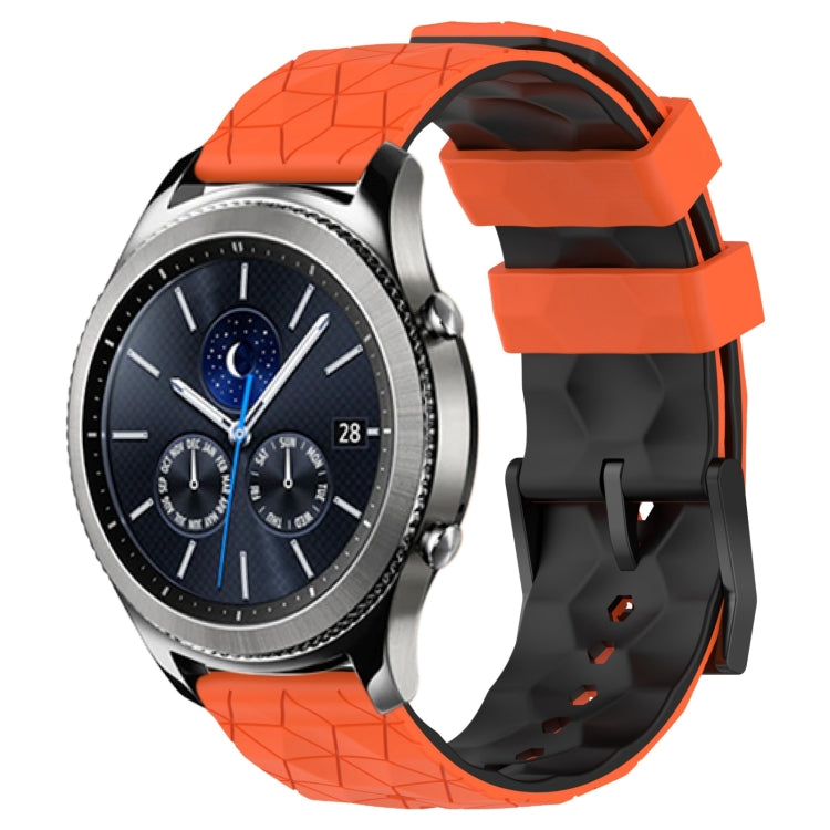 For Samsung Gear S3 Classic 22mm Football Pattern Two-Color Silicone Watch Band(Orange+Black) by bashfashion