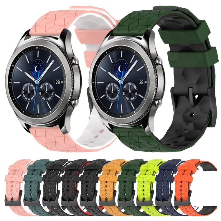 For Samsung Gear S3 Classic 22mm Football Pattern Two-Color Silicone Watch Band(Orange+Black) by bashfashion