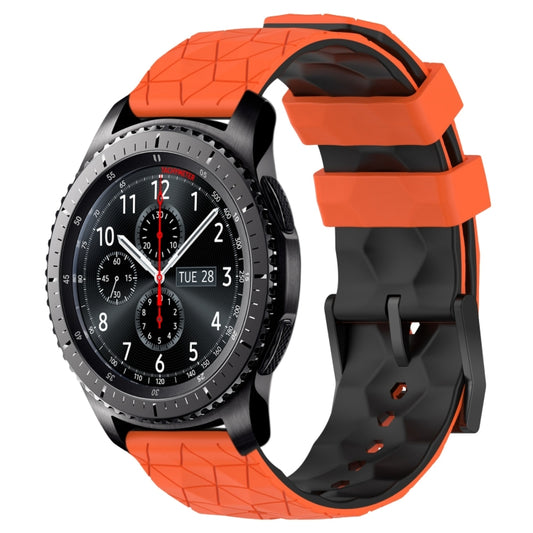 For Samsung Gear S3 Frontier 22mm Football Pattern Two-Color Silicone Watch Band(Orange+Black) by bashfashion