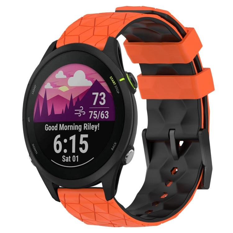 For Garmin Forerunner 255 22mm Football Pattern Two-Color Silicone Watch Band(Orange+Black) by bashfashion