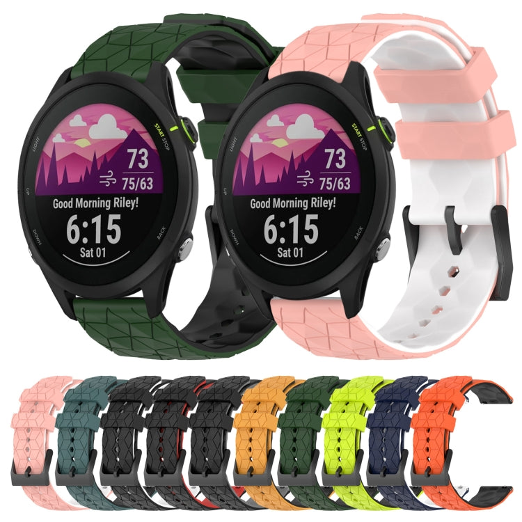 For Garmin Forerunner 255 22mm Football Pattern Two-Color Silicone Watch Band(Orange+Black) by bashfashion