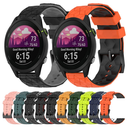 For Garmin Forerunner 255 Music 22mm Football Pattern Two-Color Silicone Watch Band(Orange+Black) by bashfashion