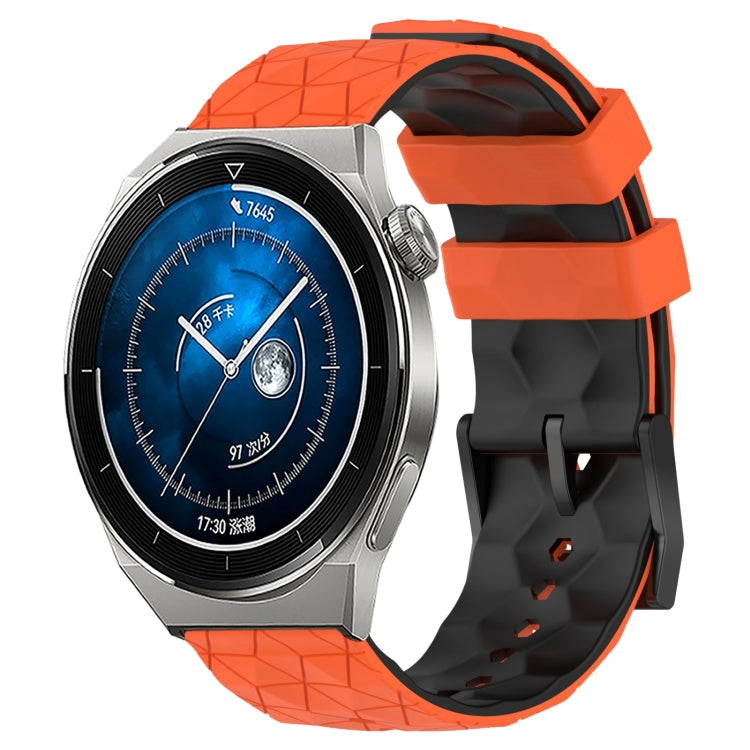 For Huawei Watch GT3 Pro 43mm 20mm Football Pattern Two-Color Silicone Watch Band(Orange+Black) by bashfashion