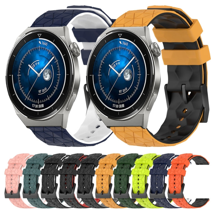 For Huawei Watch GT3 Pro 43mm 20mm Football Pattern Two-Color Silicone Watch Band(Orange+Black) by bashfashion
