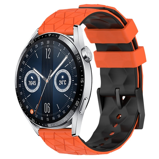 For Huawei Watch GT3 42mm 20mm Football Pattern Two-Color Silicone Watch Band(Orange+Black) by bashfashion