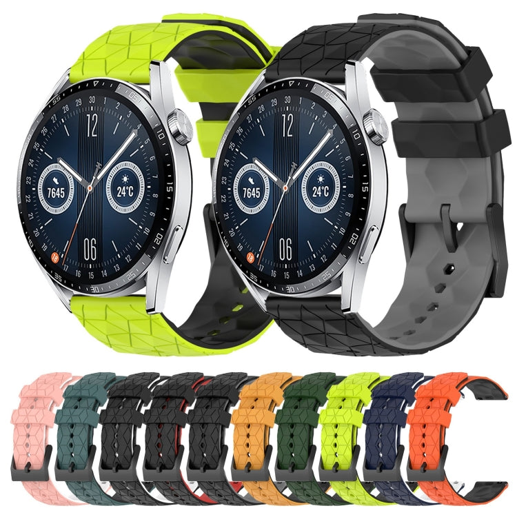 For Huawei Watch GT3 42mm 20mm Football Pattern Two-Color Silicone Watch Band(Orange+Black) by bashfashion