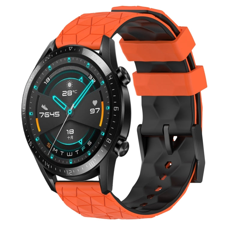 For Huawei Watch GT2 42mm 20mm Football Pattern Two-Color Silicone Watch Band(Orange+Black) by bashfashion