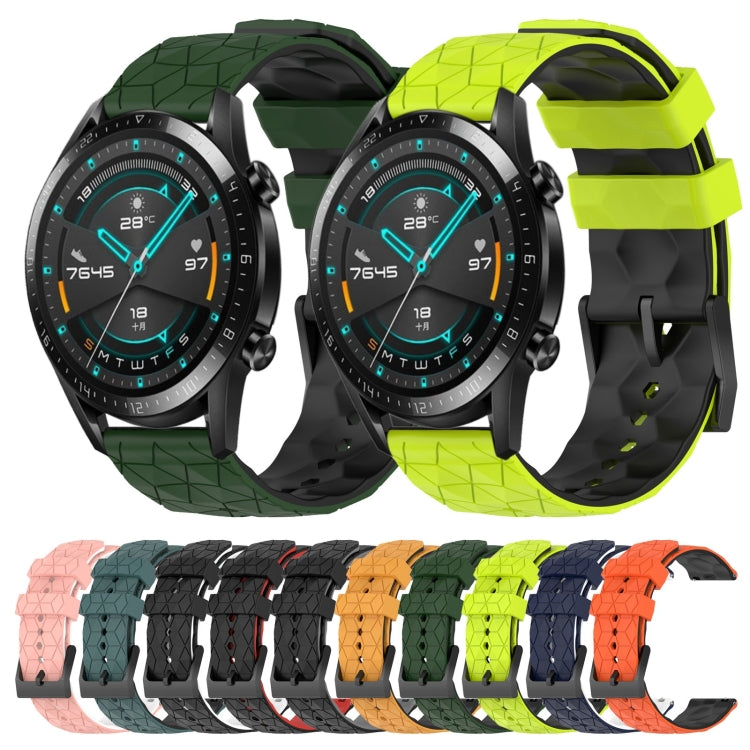 For Huawei Watch GT2 42mm 20mm Football Pattern Two-Color Silicone Watch Band(Orange+Black) by bashfashion