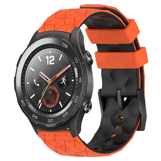 For Huawei Watch 2 20mm Football Pattern Two-Color Silicone Watch Band(Orange+Black) by bashfashion