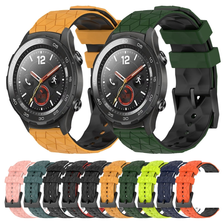 For Huawei Watch 2 20mm Football Pattern Two-Color Silicone Watch Band(Orange+Black) by bashfashion