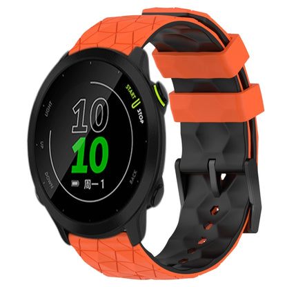 For Garmin Forerunner 158 20mm Football Pattern Two-Color Silicone Watch Band(Orange+Black) by bashfashion