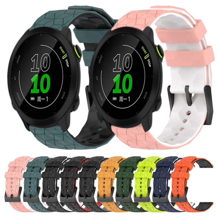 For Garmin Forerunner 158 20mm Football Pattern Two-Color Silicone Watch Band(Orange+Black) by bashfashion