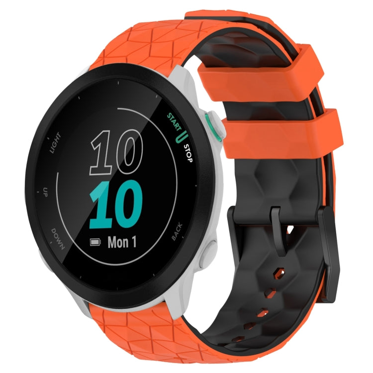 For Garmin Forerunner 55 20mm Football Pattern Two-Color Silicone Watch Band(Orange+Black) by bashfashion