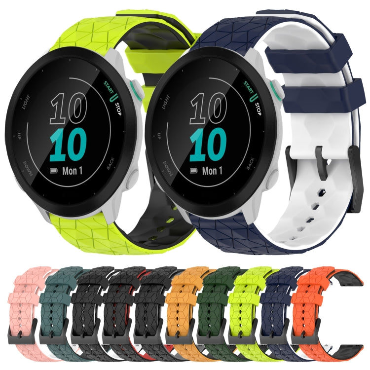 For Garmin Forerunner 55 20mm Football Pattern Two-Color Silicone Watch Band(Orange+Black) by bashfashion