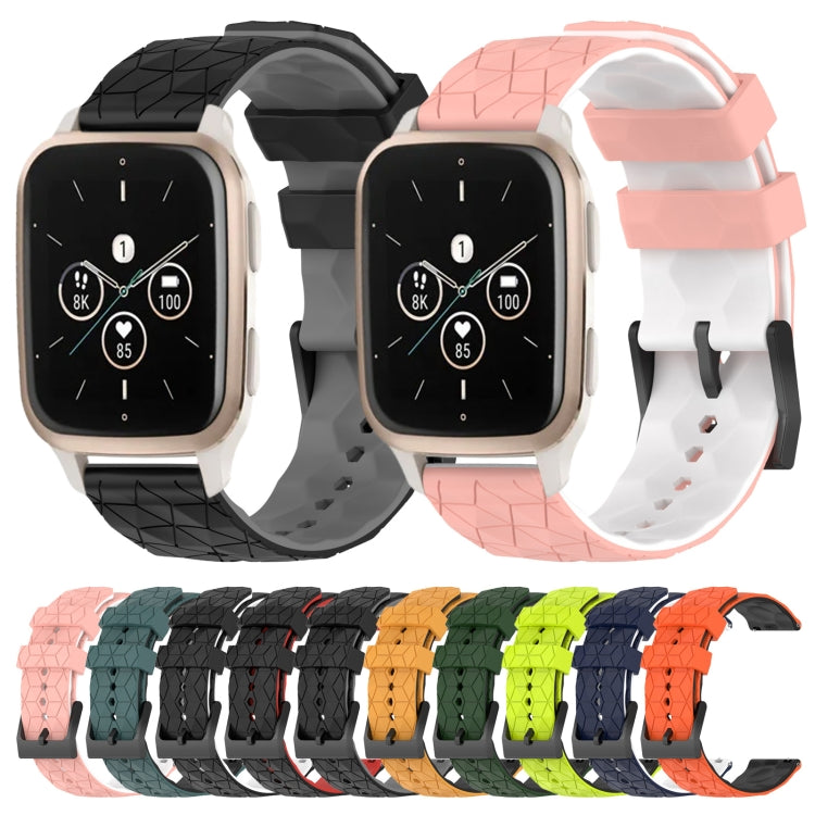 For Garmin Forerunner Sq2 Music 20mm Football Pattern Two-Color Silicone Watch Band(Orange+Black) by bashfashion