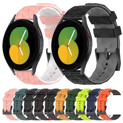 For Samsung Galaxy Watch 5 44mm 20mm Football Pattern Two-Color Silicone Watch Band(Orange+Black) by bashfashion