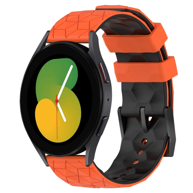 For Samsung Galaxy Watch 5 40mm 20mm Football Pattern Two-Color Silicone Watch Band(Orange+Black) by bashfashion