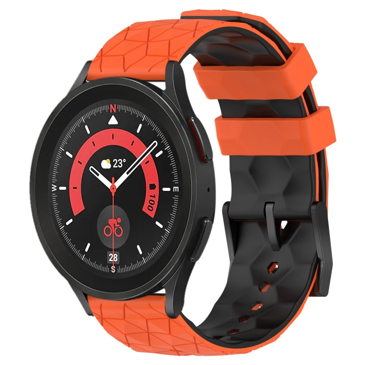 For Samsung Galaxy Watch 5 Pro 45mm 20mm Football Pattern Two-Color Silicone Watch Band(Orange+Black) by bashfashion