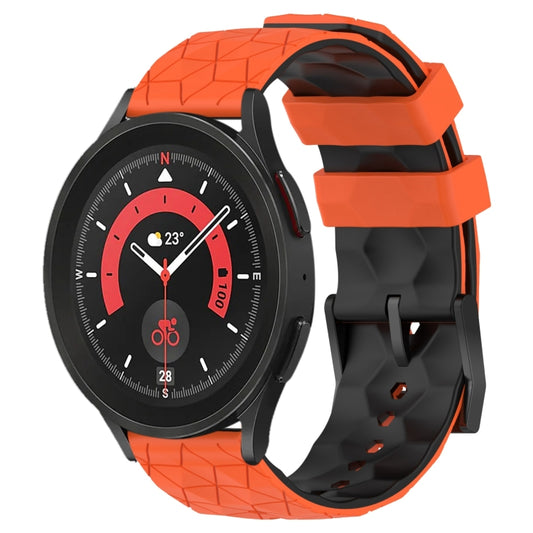 For Samsung Galaxy Watch 5 Pro 45mm 20mm Football Pattern Two-Color Silicone Watch Band(Orange+Black) by bashfashion