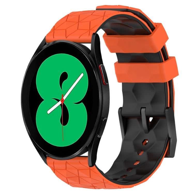 For Samsung Galaxy Watch 4 44mm 20mm Football Pattern Two-Color Silicone Watch Band(Orange+Black) by bashfashion