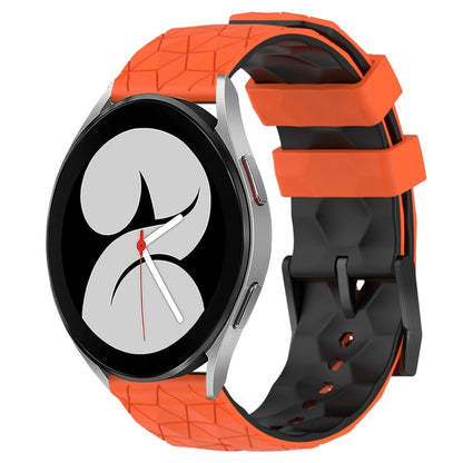 For Samsung Galaxy Watch 4 40mm 20mm Football Pattern Two-Color Silicone Watch Band(Orange+Black) by bashfashion