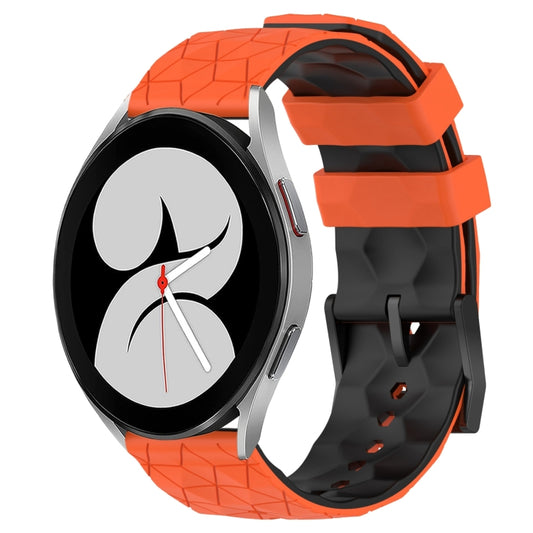 For Samsung Galaxy Watch 4 40mm 20mm Football Pattern Two-Color Silicone Watch Band(Orange+Black) by bashfashion