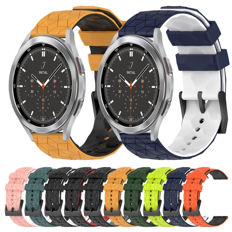 For Samsung Galaxy Watch 4 Classic 46mm 20mm Football Pattern Two-Color Silicone Watch Band(Orange+Black) by bashfashion