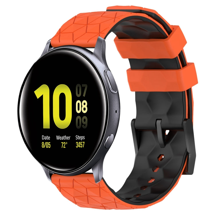 For Samsung Galaxy Watch Active 2 44mm 20mm Football Pattern Two-Color Silicone Watch Band(Orange+Black) by bashfashion