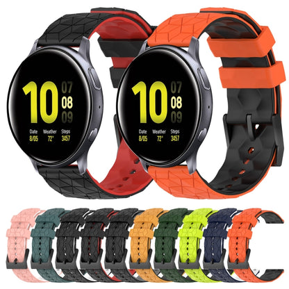 For Samsung Galaxy Watch Active 2 44mm 20mm Football Pattern Two-Color Silicone Watch Band(Orange+Black) by bashfashion