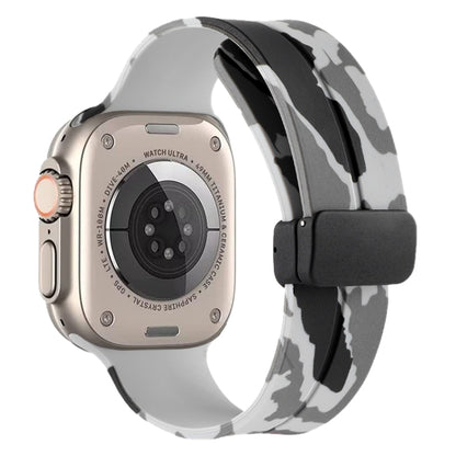 Magnetic Clasp Camouflage Silicone Watch Band For Apple Watch Ultra 49mm(Camouflage Light Grey) by bashfashion