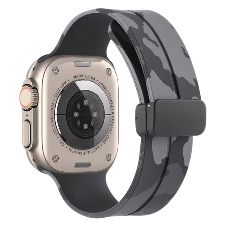 Magnetic Clasp Camouflage Silicone Watch Band For Apple Watch Ultra 49mm(Camouflage Dark Grey) by bashfashion