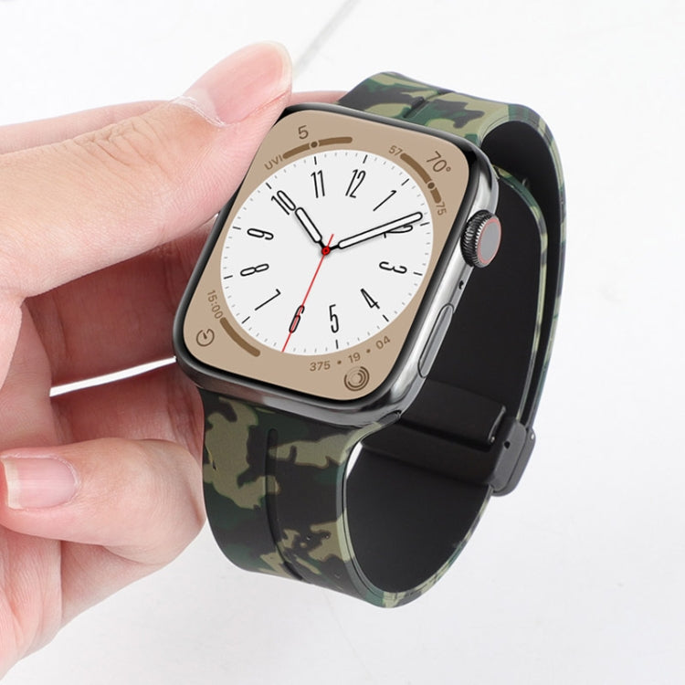 Magnetic Clasp Camouflage Silicone Watch Band For Apple Watch Ultra 49mm(Camouflage Light Grey) by bashfashion