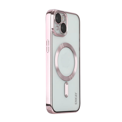 For iPhone 13 ENKAY Electroplated MagSafe Shockproof TPU Phone Case with Lens Film(Pink) by ENKAY