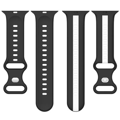 Butterfly Buckle Two-Color Silicone Watch Band For Apple Watch Ultra 49mm(White+Black) by bashfashion