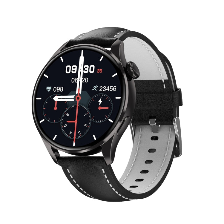 Q3 Max 1.36 inch Color Screen Smart Watch,Leather Strap,Support Heart Rate Monitoring / Blood Pressure Monitoring(Black) by bashfashion