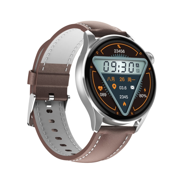 Q3 Max 1.36 inch Color Screen Smart Watch,Leather Strap,Support Heart Rate Monitoring / Blood Pressure Monitoring(Brown) by bashfashion