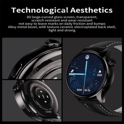 Q3 Max 1.36 inch Color Screen Smart Watch,Leather Strap,Support Heart Rate Monitoring / Blood Pressure Monitoring(Black) by bashfashion