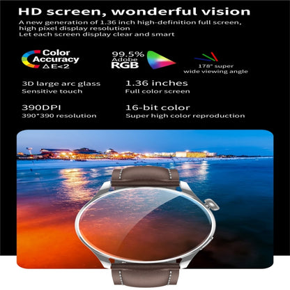 Q3 Max 1.36 inch Color Screen Smart Watch,Leather Strap,Support Heart Rate Monitoring / Blood Pressure Monitoring(Black) by bashfashion